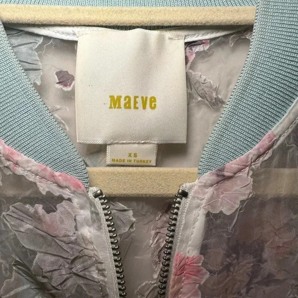 Anthropologie sheer embroidered floral jacket XS Maeve bomber - Picture 12 of 13